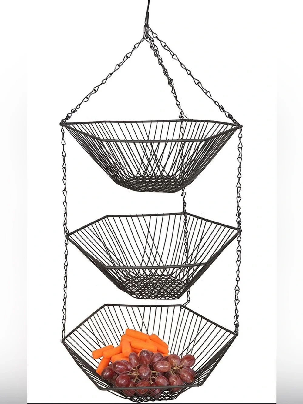3-Tier Hexagonal Hanging Wire Basket Planter Catch-all Organizer #0515267